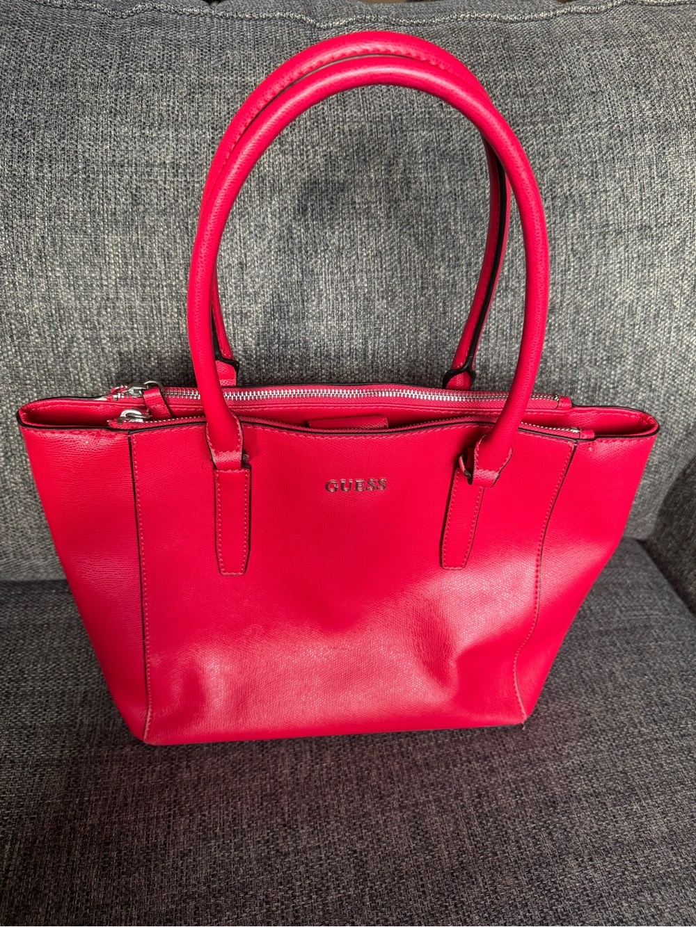 GUESS Bright Red Tote Bag with Double Handles